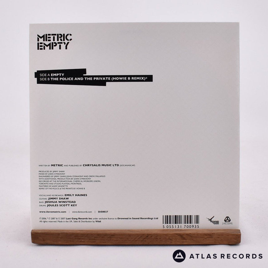 Metric - Empty - Limited Edition 7" Vinyl Record - NM/NM