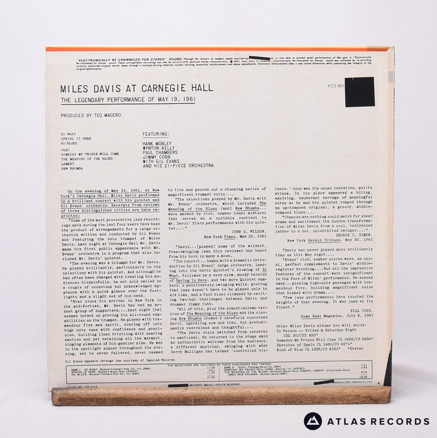 Miles Davis - Miles Davis At Carnegie Hall - Reissue LP Vinyl Record - VG+/EX