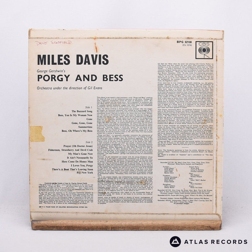 Miles Davis - Porgy And Bess - LP Vinyl Record - VG+/VG+