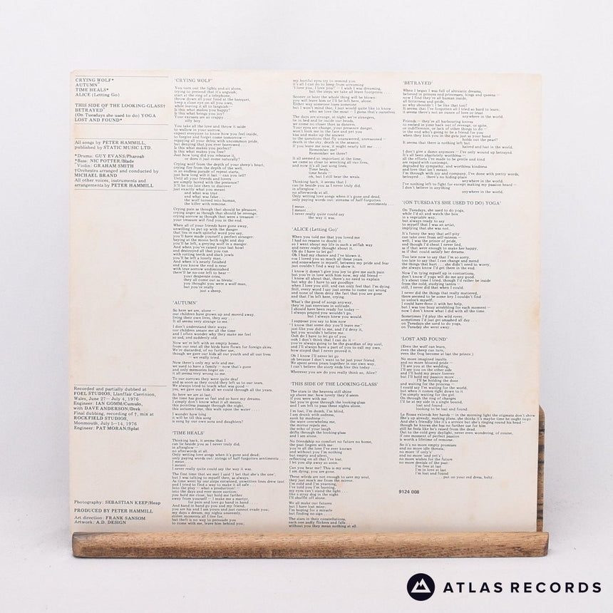 Peter Hammill - Over - Lyric Sheet LP Vinyl Record - VG+/VG+