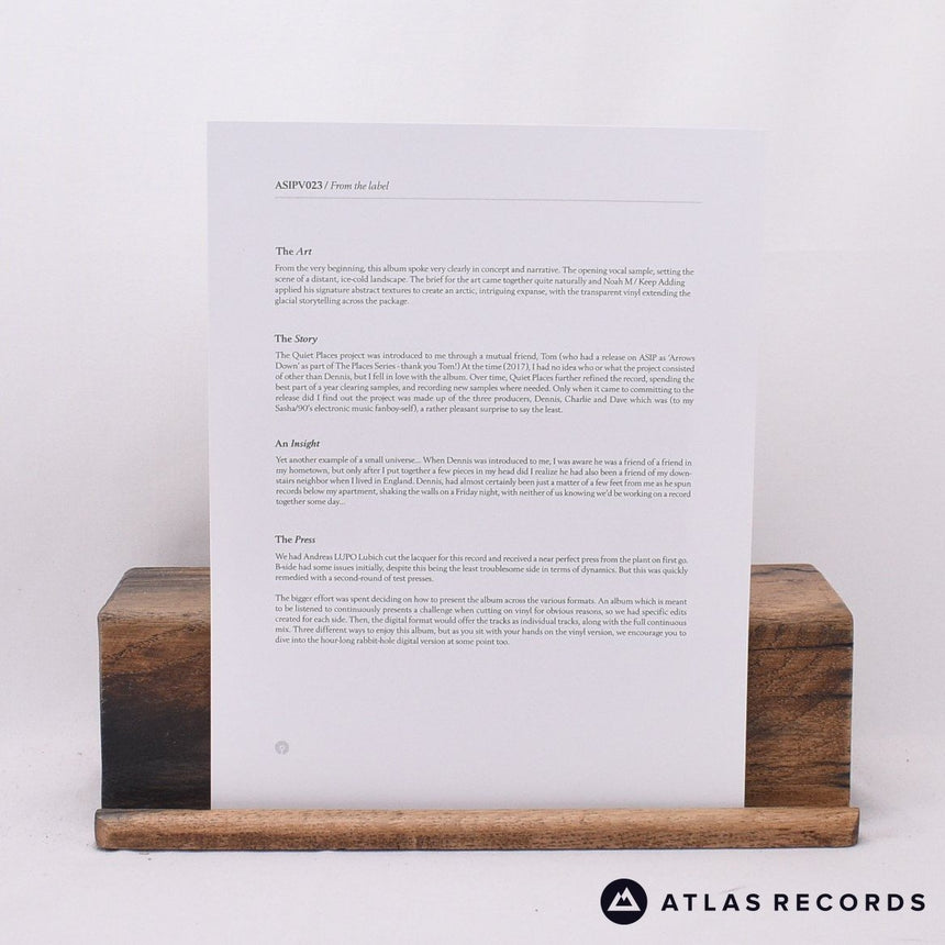 Quiet Places - Volume 1 - Clear Limited Edition 2 x LP Vinyl Record - NM/NM