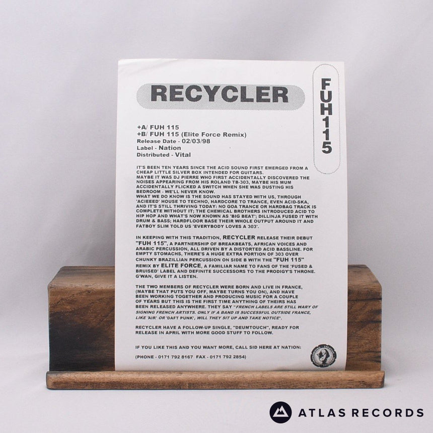 Recycler - Fuh 115 - Insert 12" Vinyl Record -