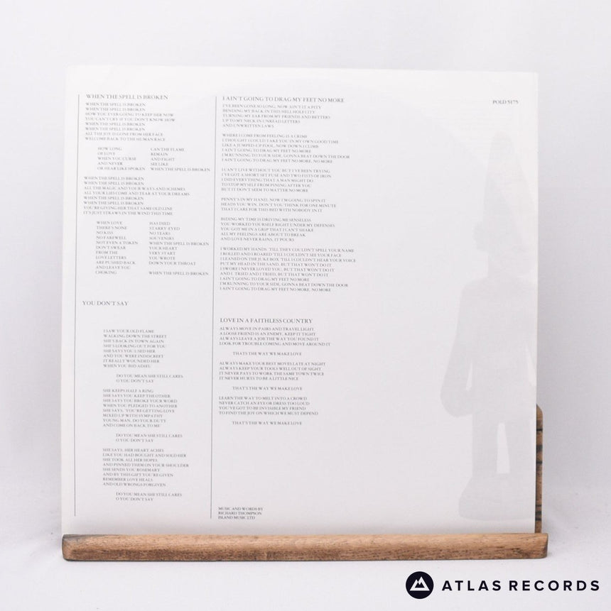 Richard Thompson - Across A Crowded Room - Lyric Sheet LP Vinyl Record - EX/EX
