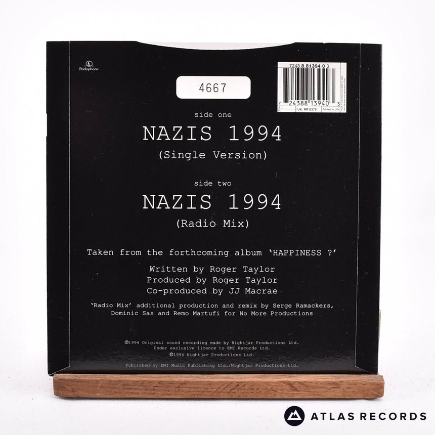 Roger Taylor - Nazis 1994 - Red Limited Edition Numbered 7" Vinyl Record - NM/EX