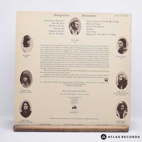 Roy St. John - Immigration Declaration - Insert LP Vinyl Record - VG+/EX