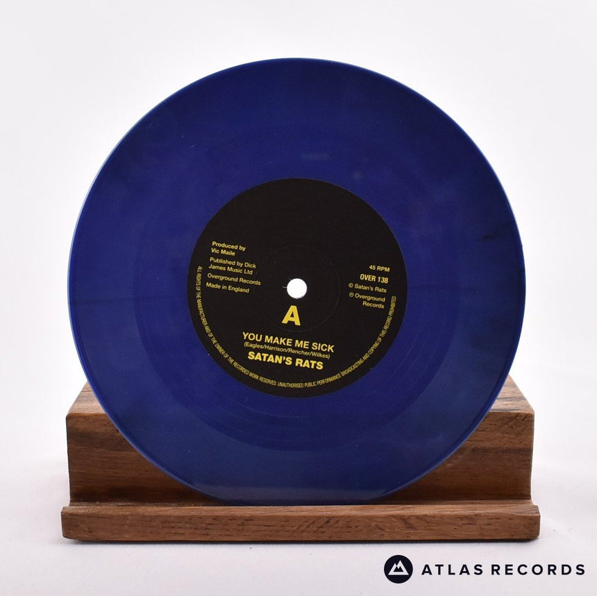 Satan's Rats - You Make Me Sick - Blue Mottled 7" Vinyl Record - EX/NM