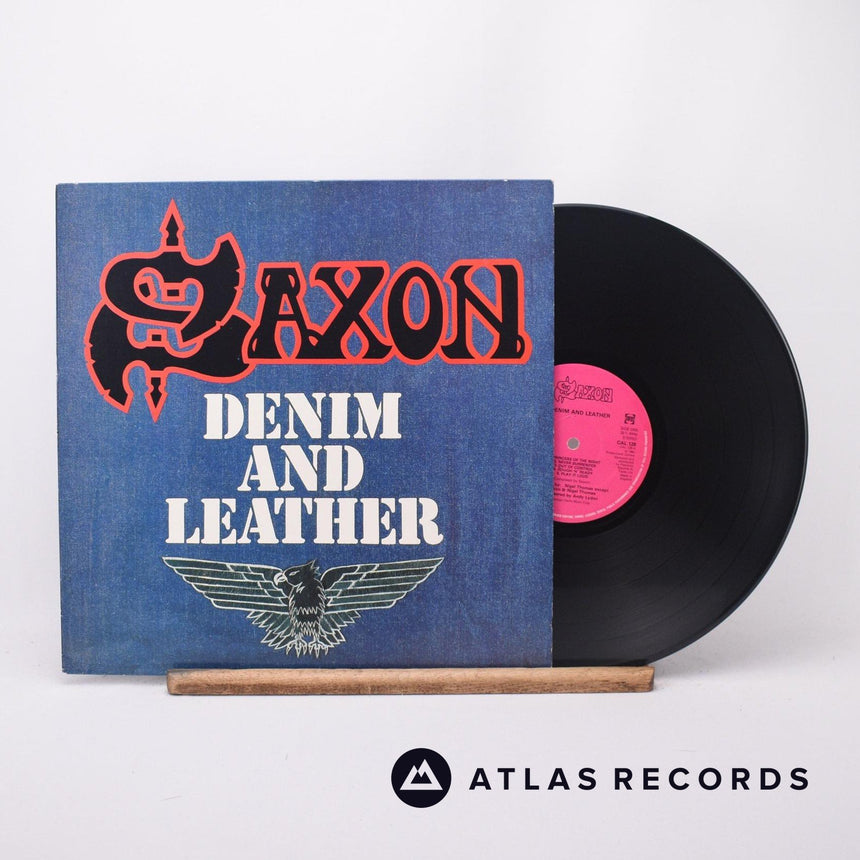 Saxon Denim And Leather LP Vinyl Record - Front Cover & Record
