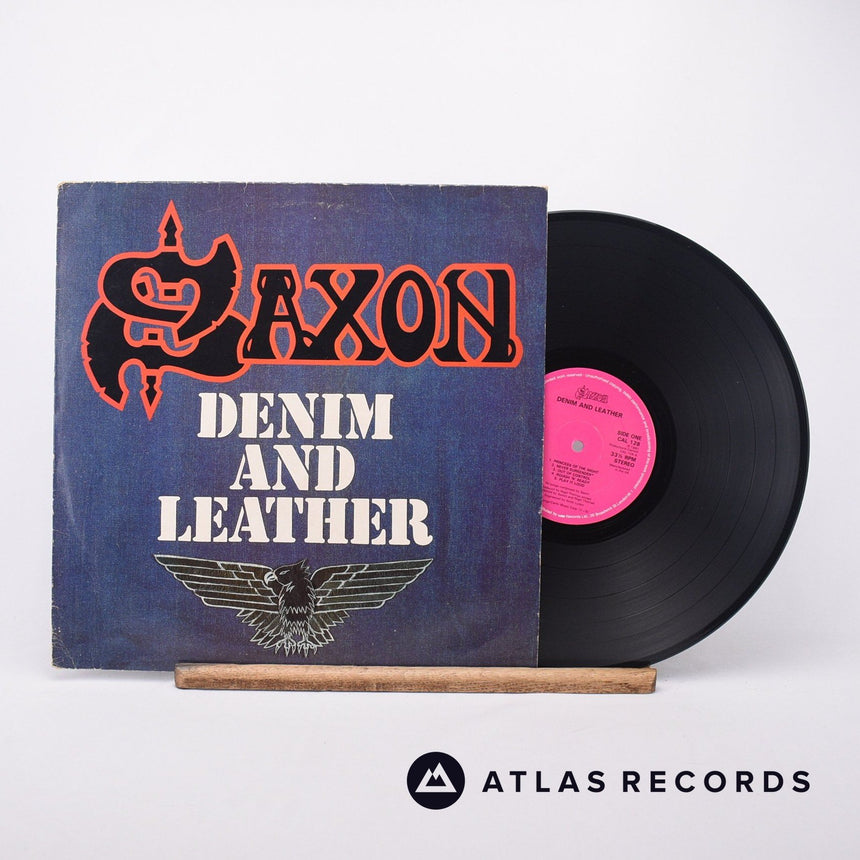 Saxon Denim And Leather LP Vinyl Record - Front Cover & Record