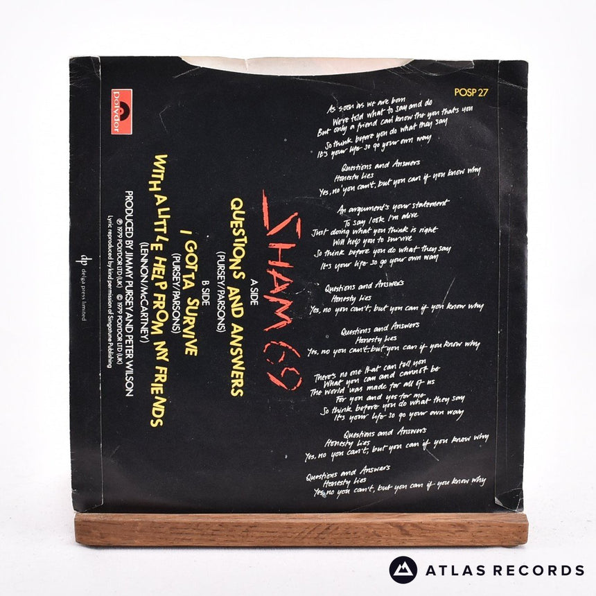 Sham 69 - Questions And Answers - 7" Vinyl Record - VG+/EX