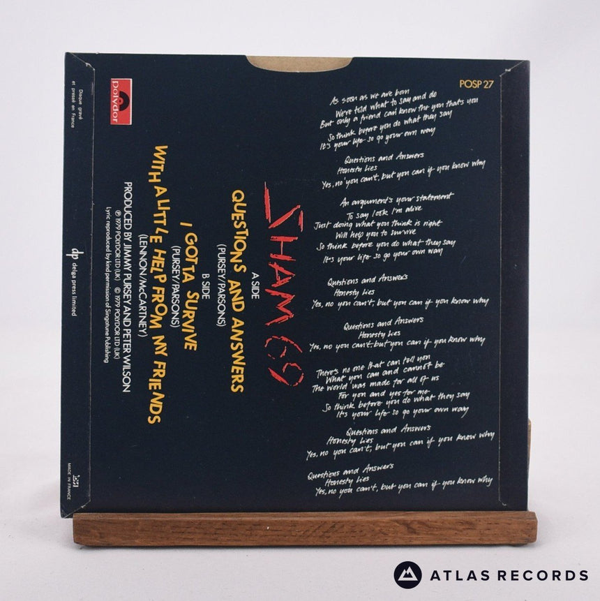 Sham 69 - Questions And Answers - Repress 7" Vinyl Record - EX/EX