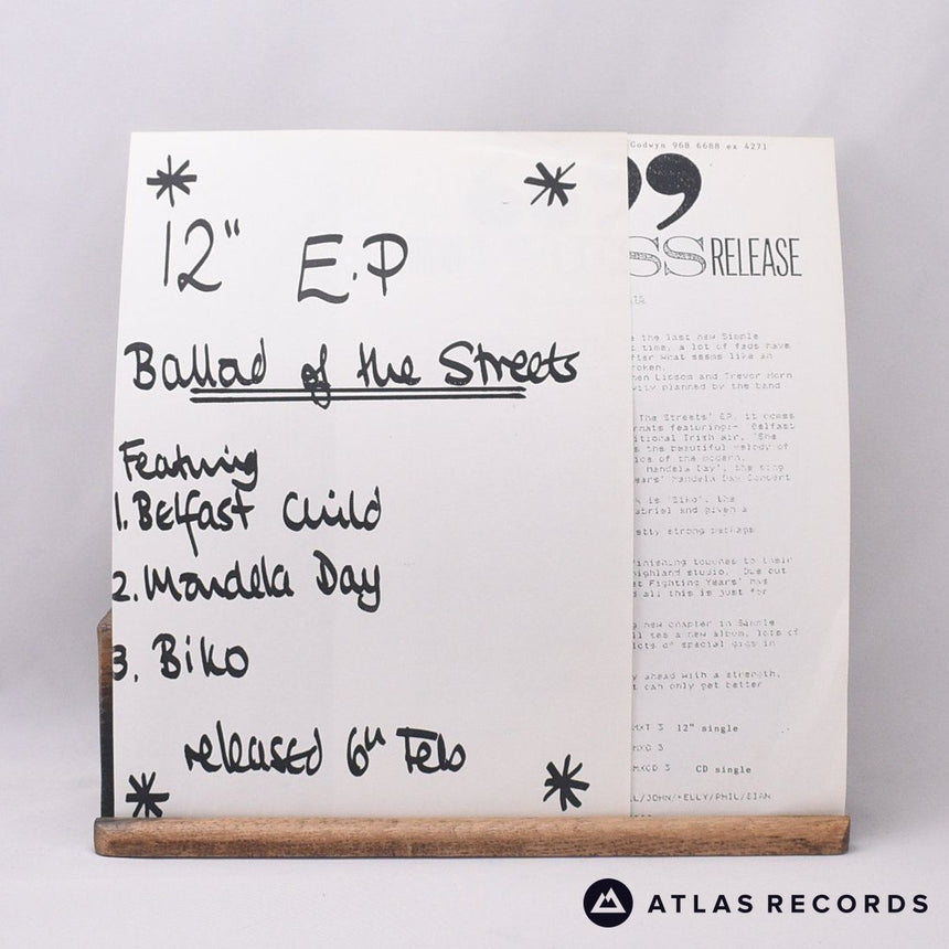 Simple Minds - Ballad Of The Streets - Insert 12" Vinyl Record - EX/EX