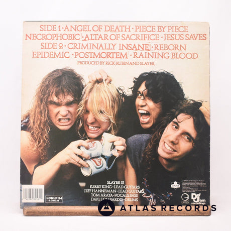Slayer - Reign In Blood - A2 B-2U MT LP Vinyl Record - VG+/VG+