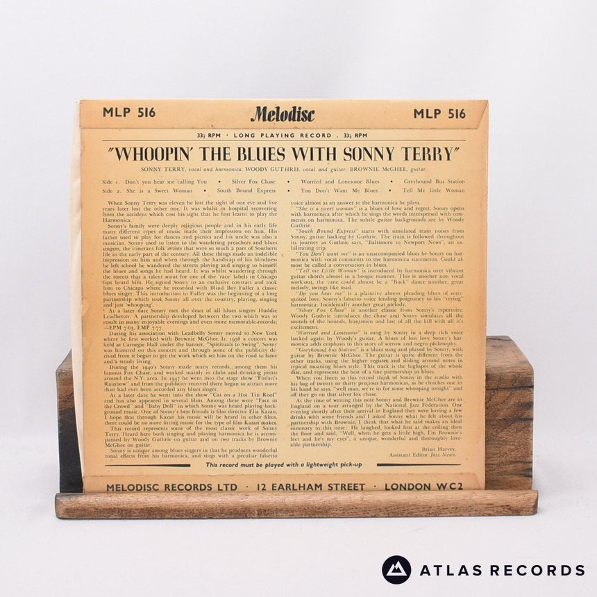 Sonny Terry - Whoopin' The Blues - Reissue LP10" Vinyl Record - VG+/VG+