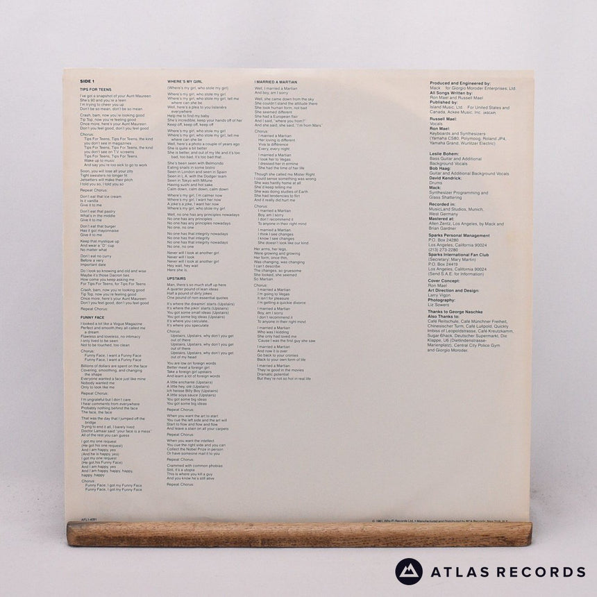 Sparks - Whomp That Sucker - Us A-1 B-1 LP Vinyl Record - EX/VG+