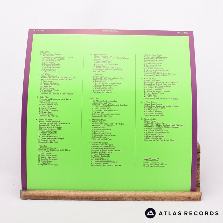 Split Enz - Enz Of An Era - Lyric Sheet A B LP Vinyl Record - EX/EX