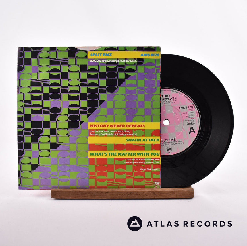 Split Enz History Never Repeats 7" Vinyl Record - Front Cover & Record
