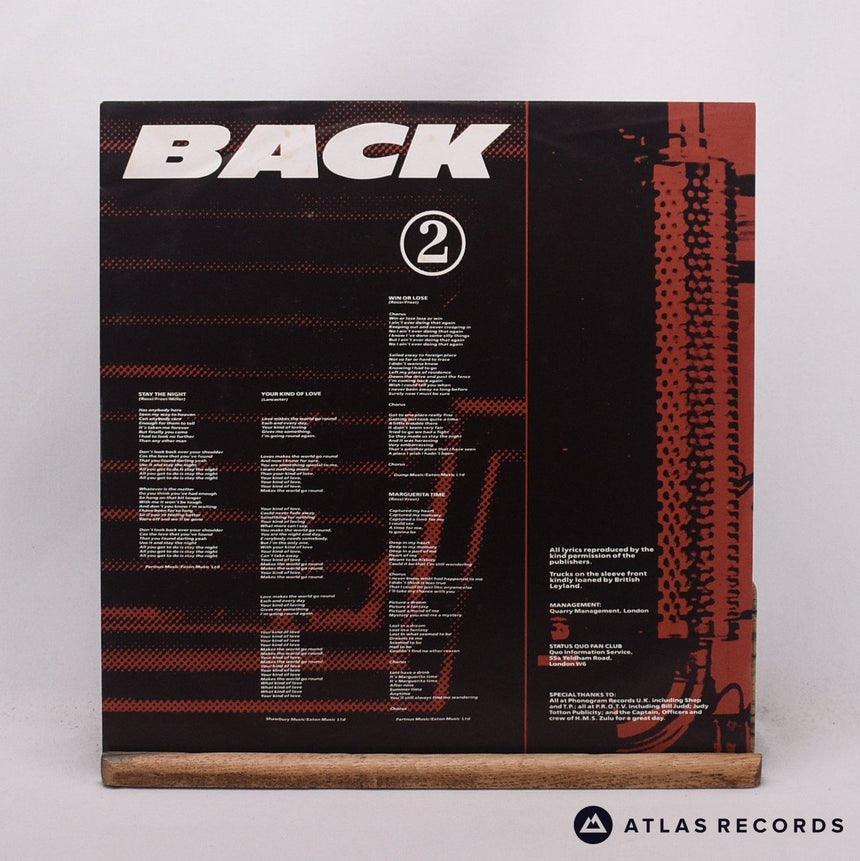 Status Quo - Back To Back - Insert LP Vinyl Record - EX/EX