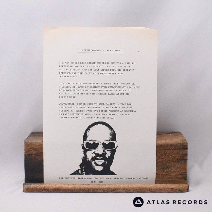 Stevie Wonder - You Will Know - Insert 12" Vinyl Record - EX/EX