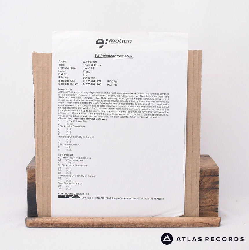 Surgeon - Force & Form - Misprint 2 x 12" Vinyl Record - EX