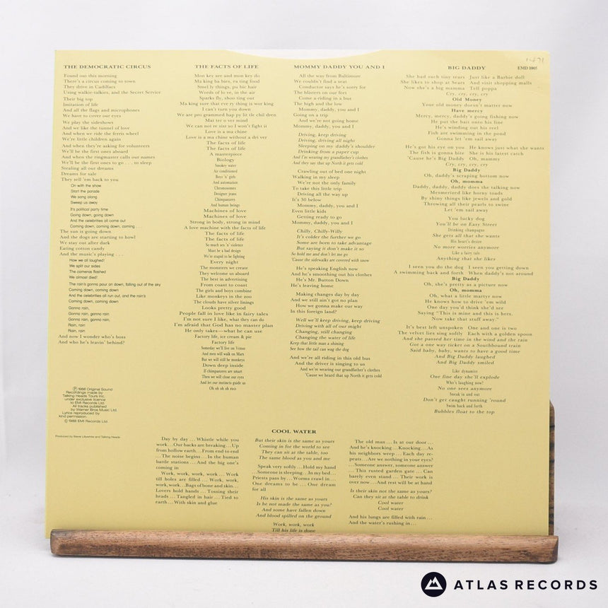 Talking Heads - Naked - Insert LP Vinyl Record - EX/EX
