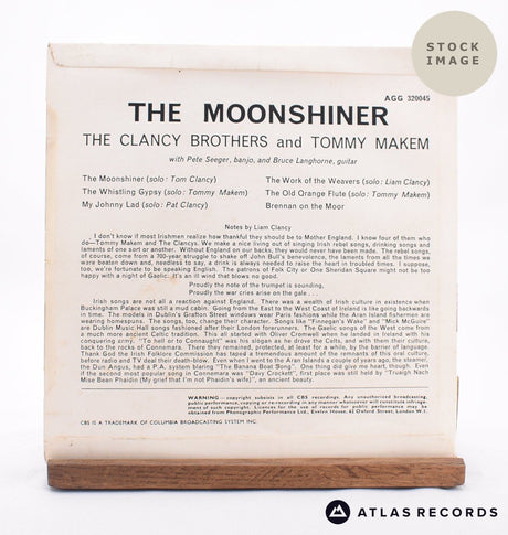 The Clancy Brothers & Tommy Makem The Moonshiner 7" Vinyl Record - Reverse Of Sleeve