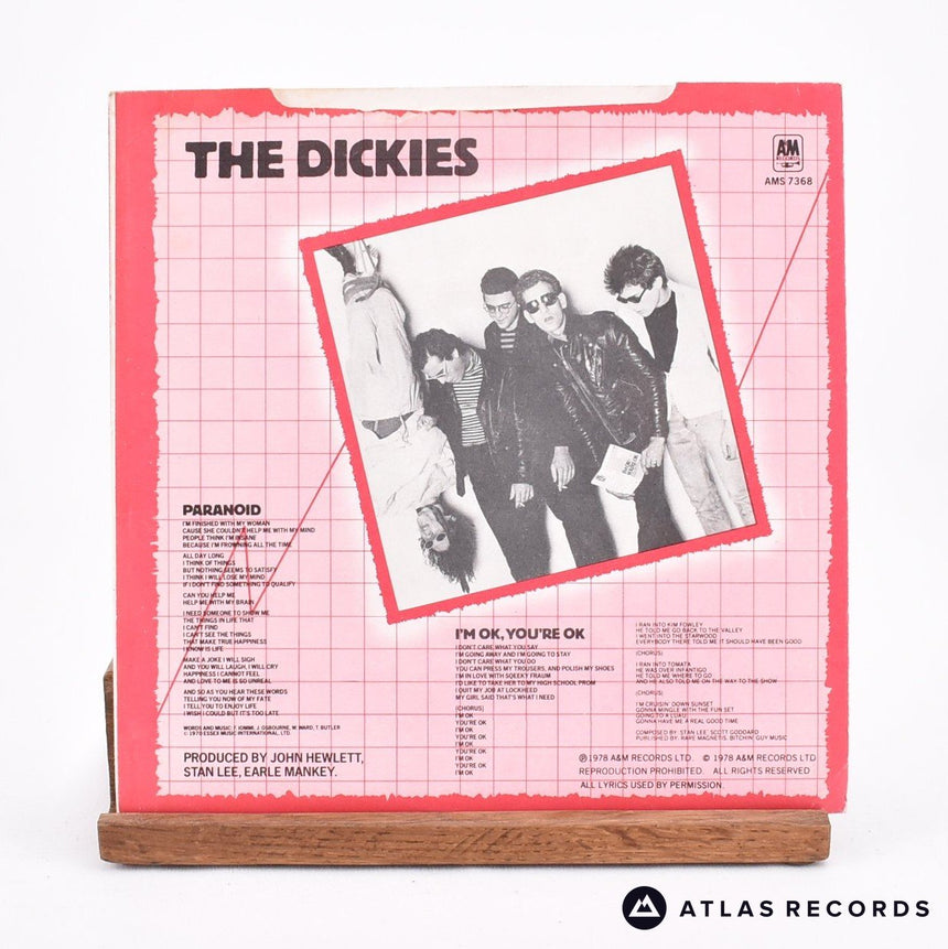 The Dickies - Paranoid - Clear 7" Vinyl Record - EX/EX