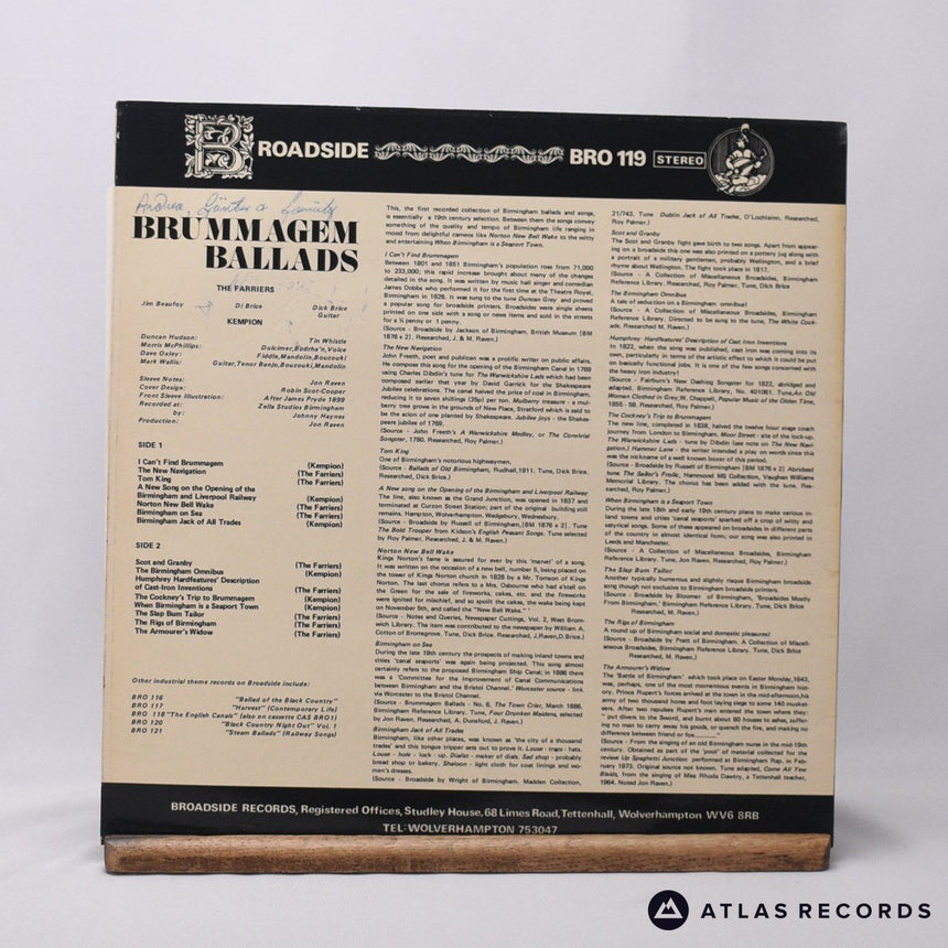 The Farriers - Brummagem Ballads - LP Vinyl Record - VG+/EX