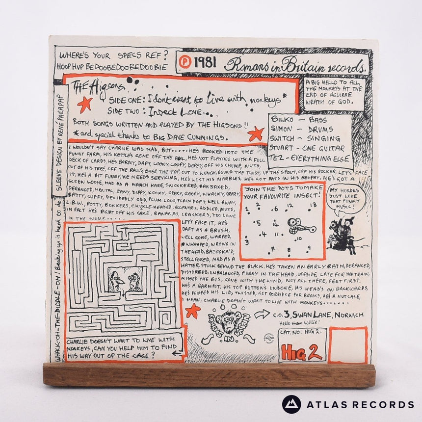 The Higsons - I Don't Want To Live With Monkeys ! - 7" Vinyl Record - EX/EX