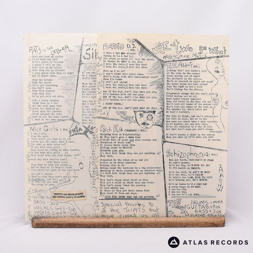 The Hoax - So What - Blue Lyric Sheet A-1 B-1 LP Vinyl Record - VG+/EX