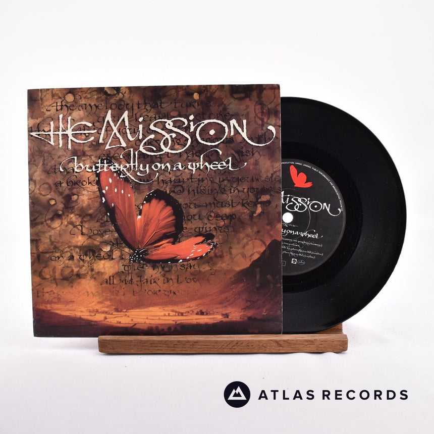 The Mission Butterfly On A Wheel 7" Vinyl Record - Front Cover & Record