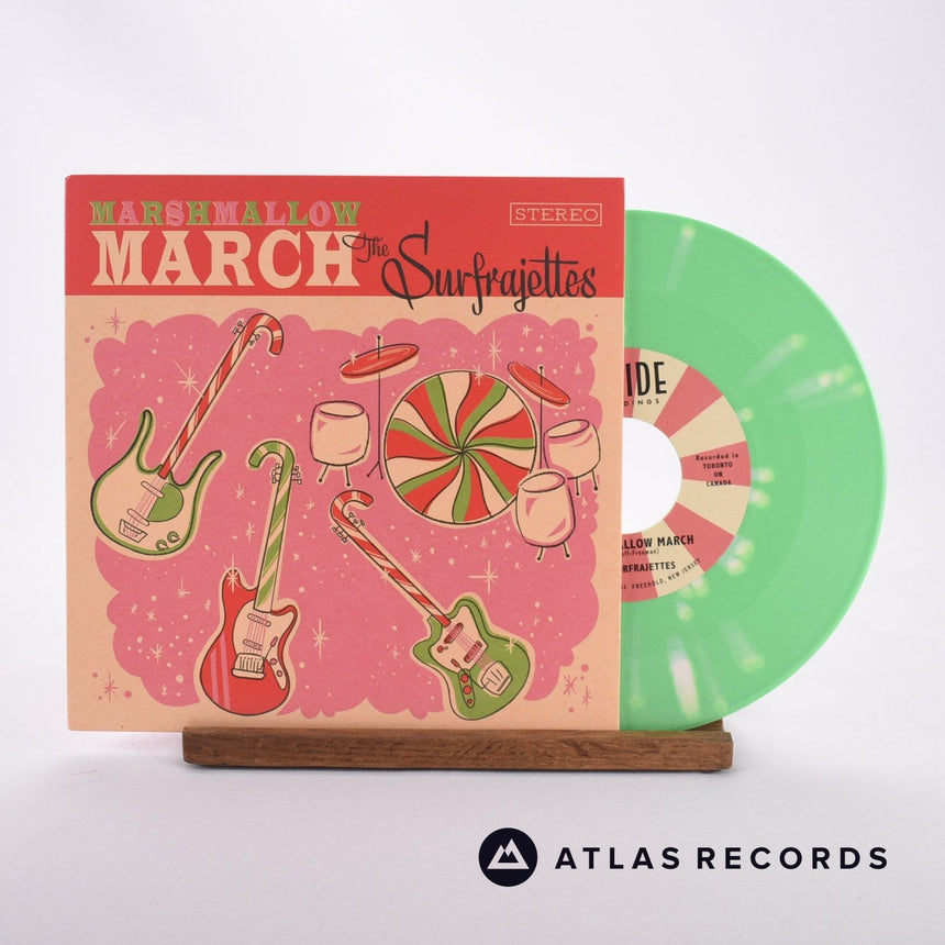The Surfrajettes Marshmallow March 7" Vinyl Record - Front Cover & Record