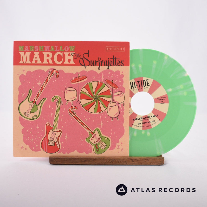 The Surfrajettes Marshmallow March 7" Vinyl Record - Front Cover & Record