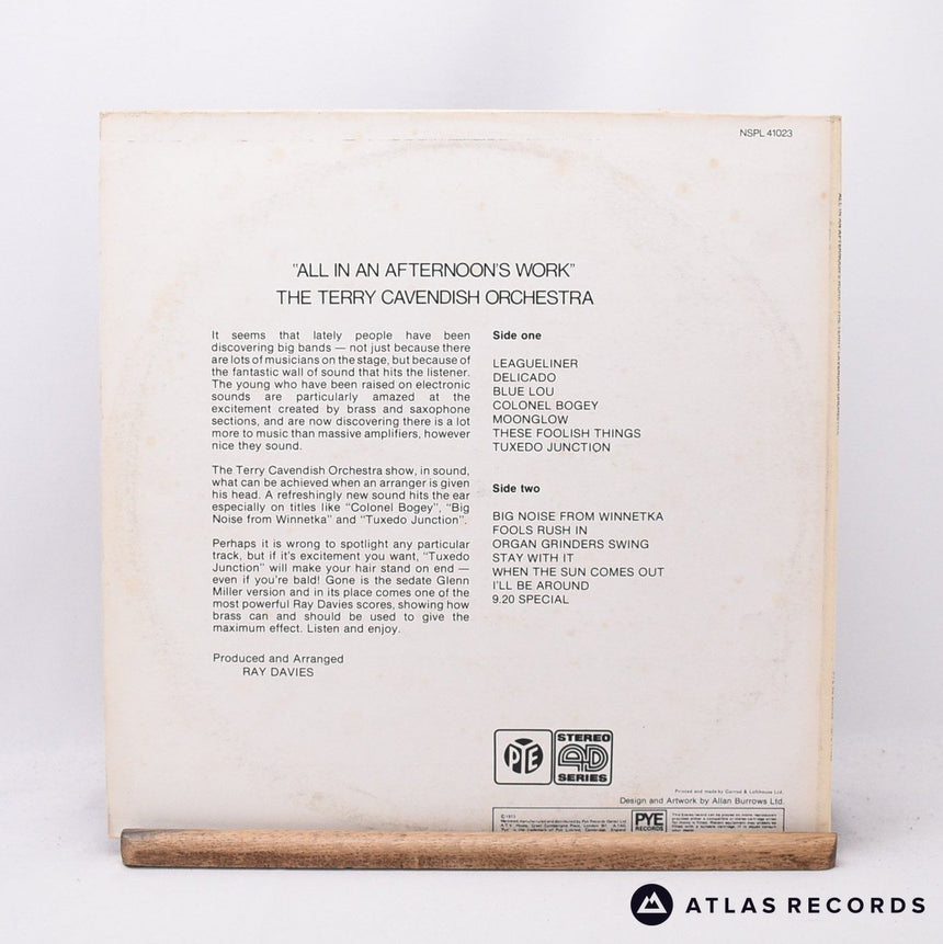 The Terry Cavendish Orchestra - All In An Afternoon's Work - LP Vinyl Record