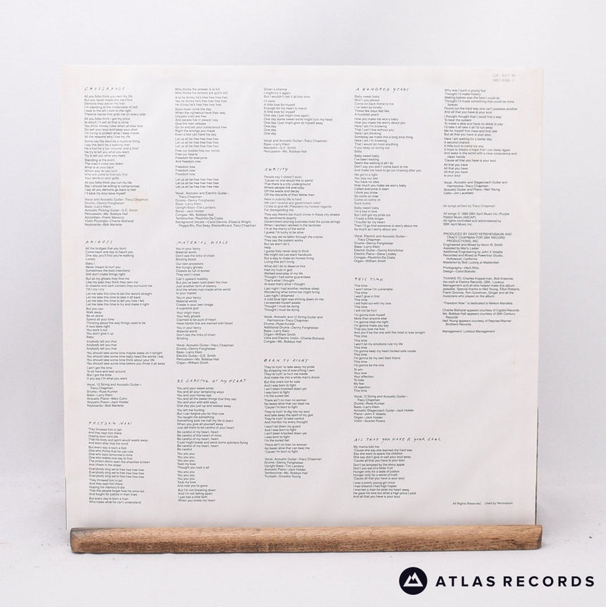 Tracy Chapman - Crossroads - Lyric Sheet A4 B8 LP Vinyl Record - EX/EX