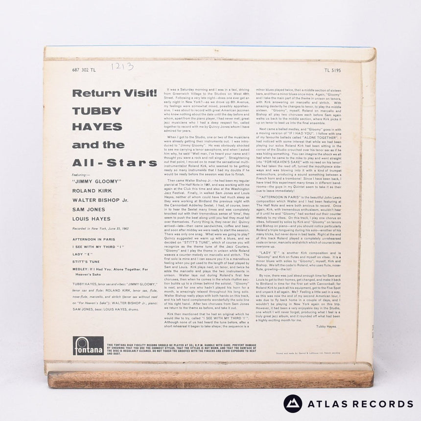 Tubby Hayes And The All Stars - Return Visit! - Stereo LP Vinyl Record - VG+/VG+