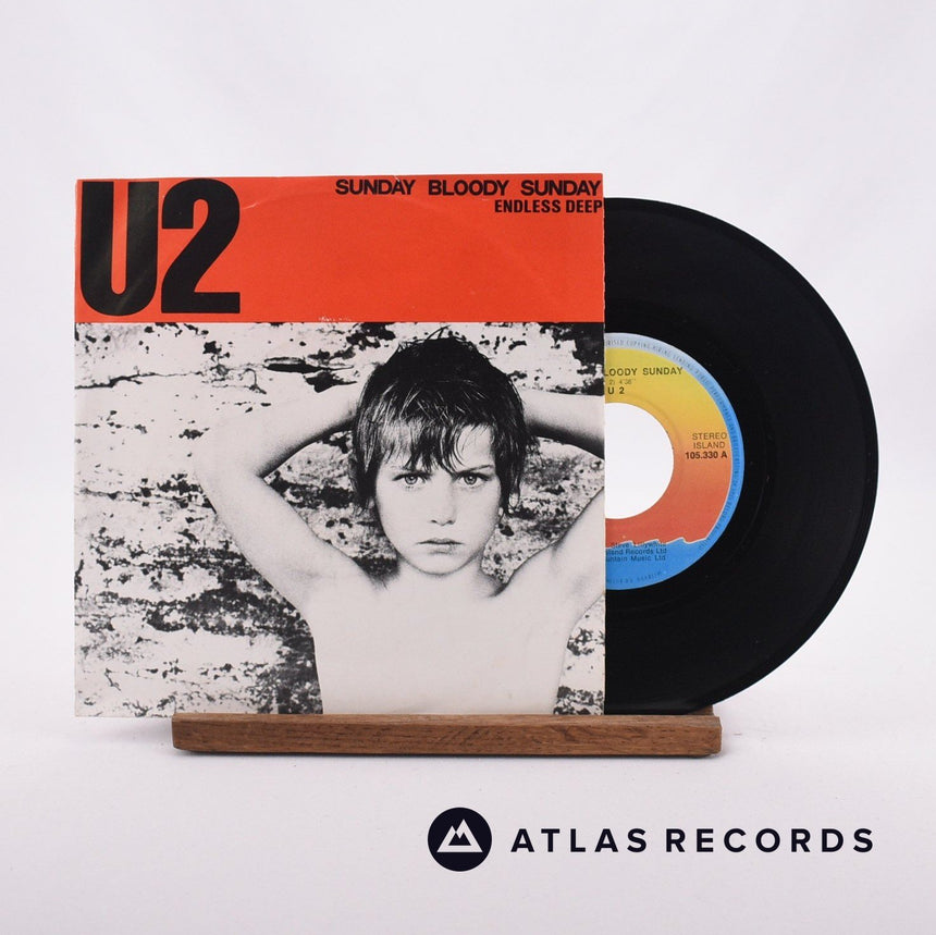 U2 Sunday Bloody Sunday 7" Vinyl Record - Front Cover & Record