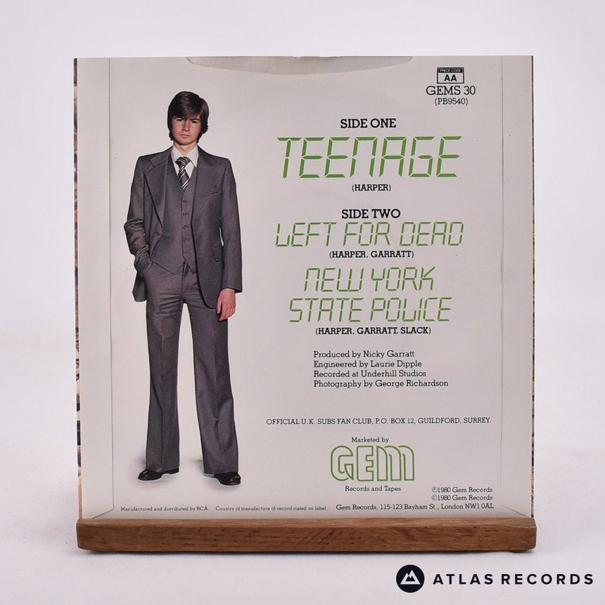 UK Subs - Teenage - Pink 7" Vinyl Record - EX/EX
