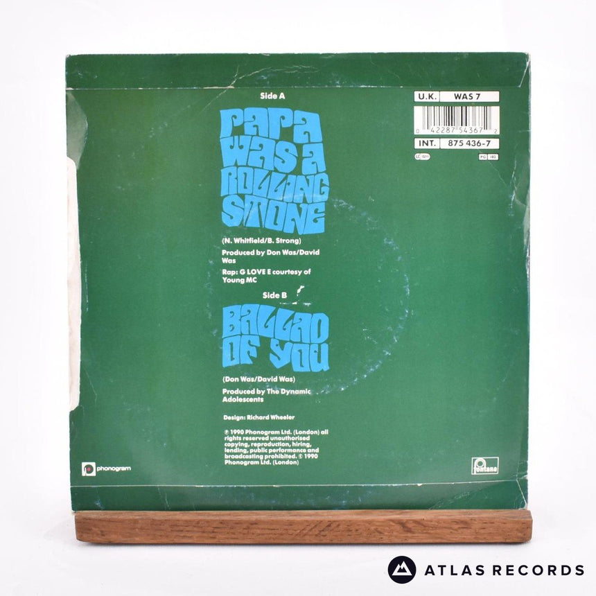 Was - Papa Was A Rolling Stone - 7" Vinyl Record - VG+/EX