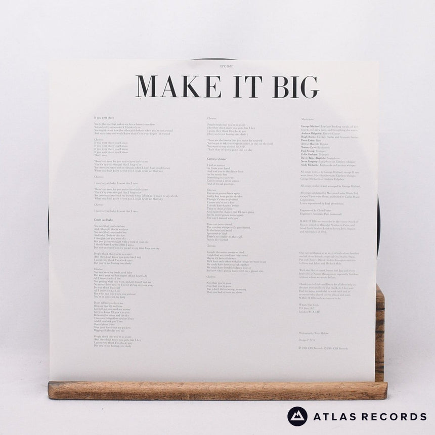 Wham! - Make It Big - Lyric Sheet A8 B2 LP Vinyl Record - EX/EX