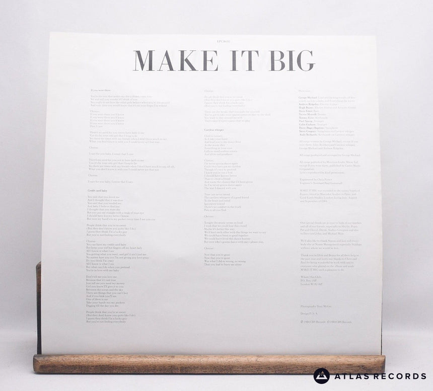 Wham! - Make It Big - Lyric Sheet LP Vinyl Record - VG+/EX