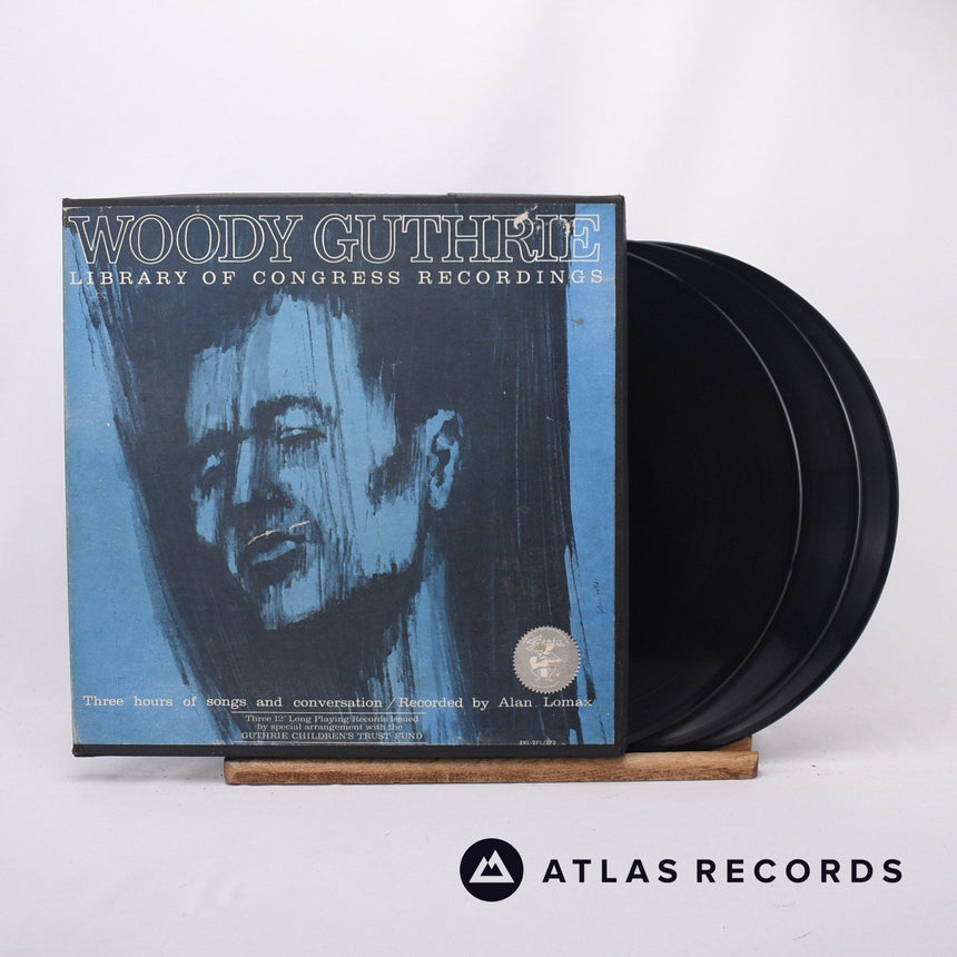 Woody Guthrie Library Of Congress Recordings 3 x LP Vinyl Record - Front Cover & Record