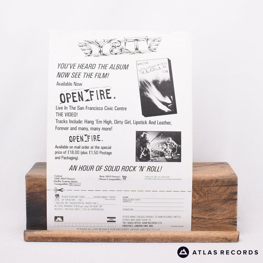 Y & T - Open Fire - LP Vinyl Record - VG+/VG+