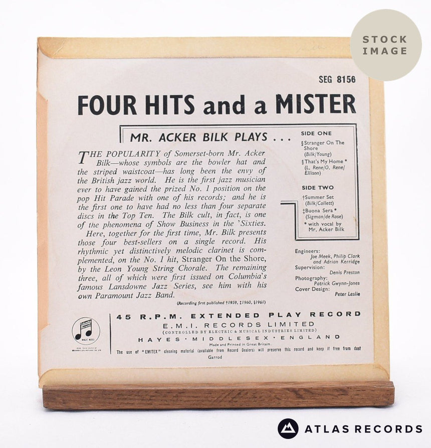Acker Bilk Four Hits And A Mister 7" Vinyl Record - Reverse Of Sleeve