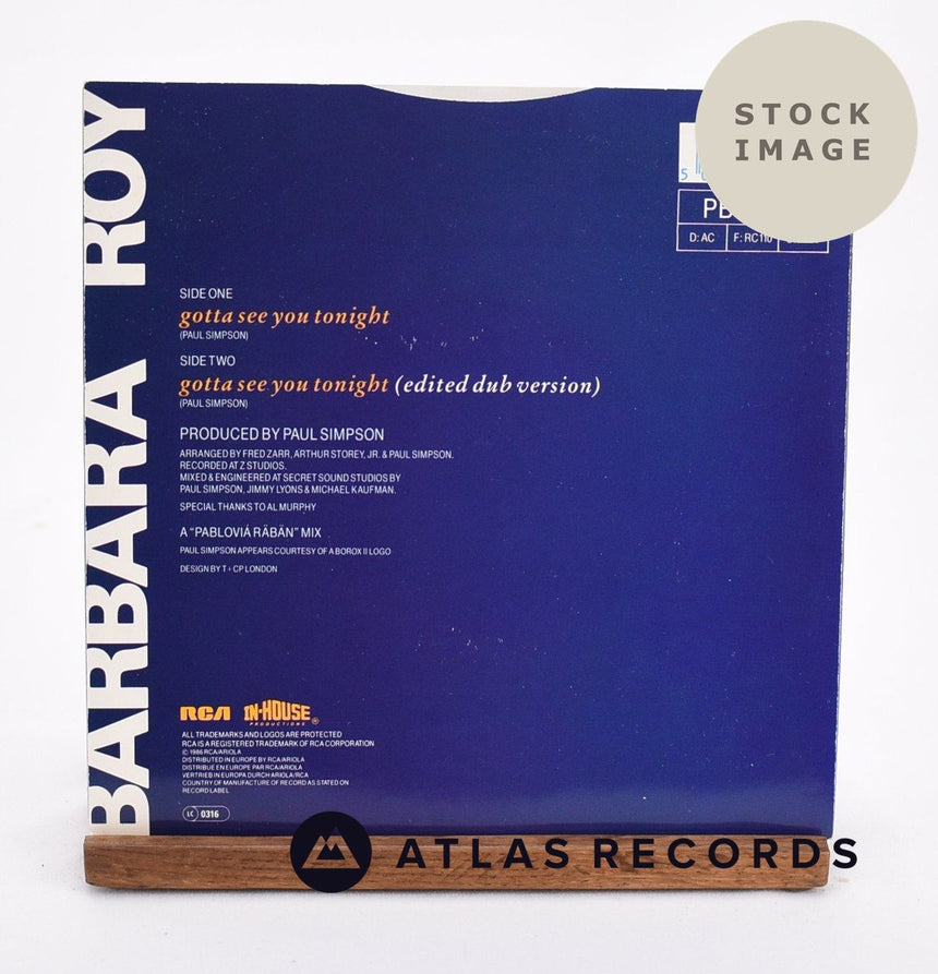 Barbara Roy Gotta See You Tonight Vinyl Record - Reverse Of Sleeve