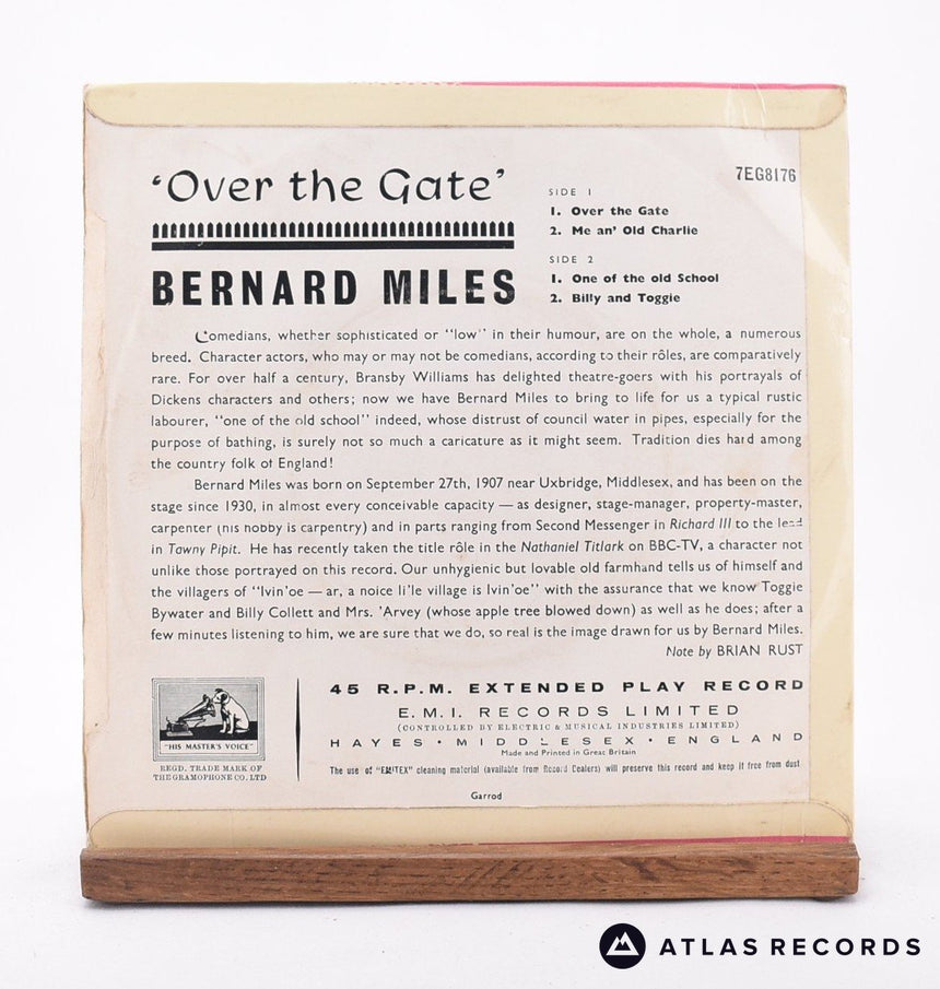 Bernard Miles - Over The Gate - 7" EP Vinyl Record - VG+/VG