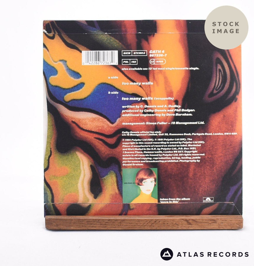 Cathy Dennis Too Many Walls 7" Vinyl Record - Reverse Of Sleeve