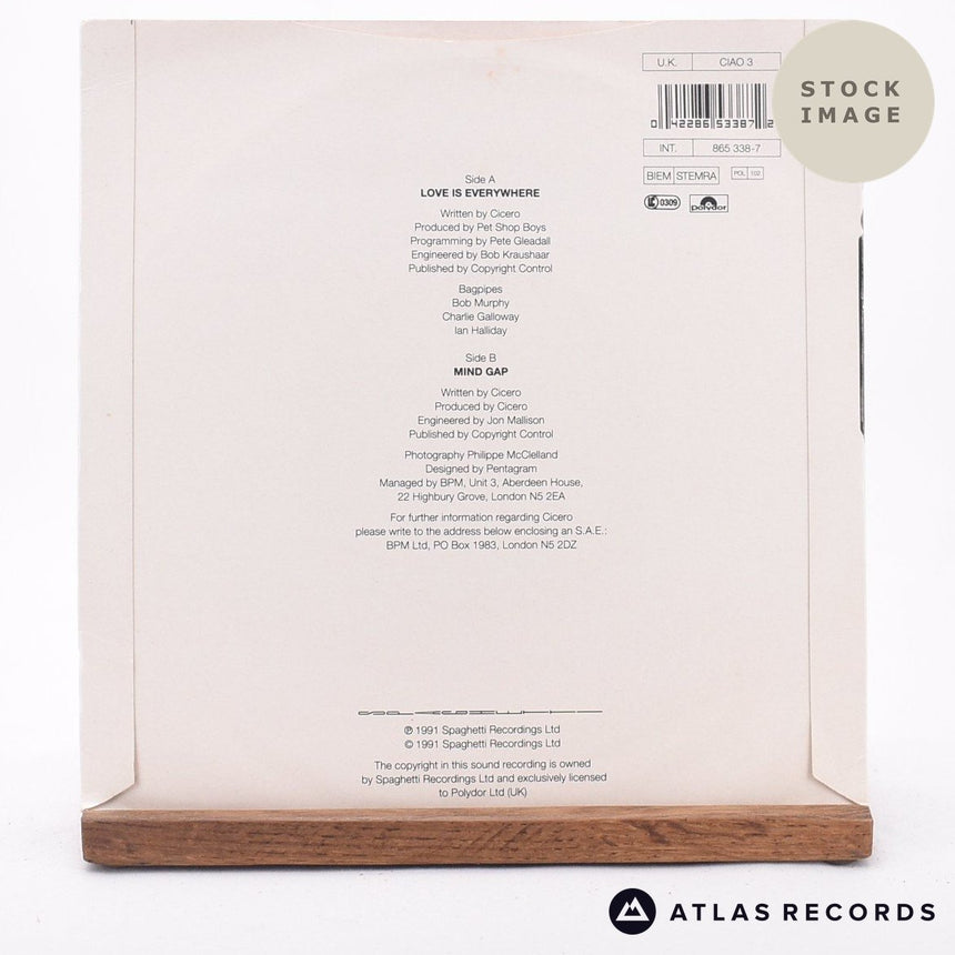 Cicero Love Is Everywhere 7" Vinyl Record - Reverse Of Sleeve