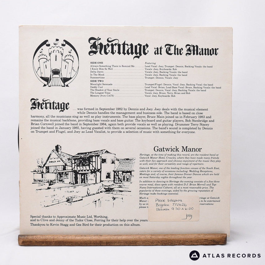Heritage - Heritage At The Manor - LP Vinyl Record - EX/VG+