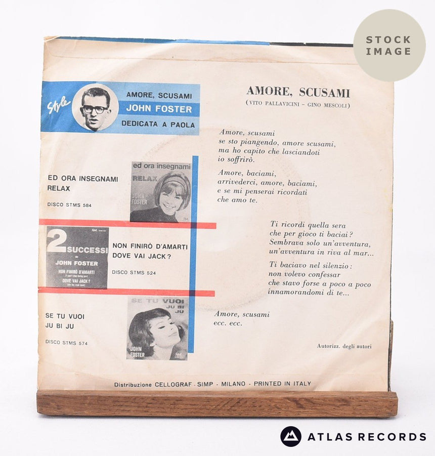 John Foster Amore Scusami 7" Vinyl Record - Reverse Of Sleeve