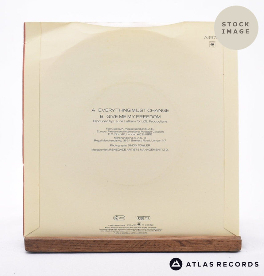 Paul Young Everything Must Change 7" Vinyl Record - Reverse Of Sleeve